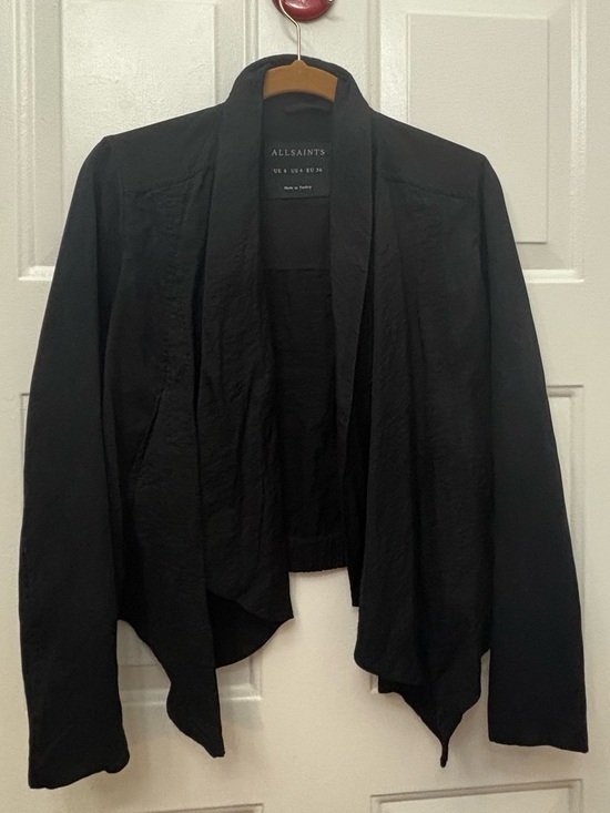 All Saints Jackets & Blazers - AllSaints Black Draped Open Front Jacket